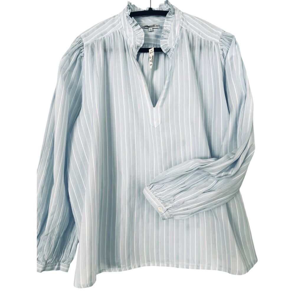 NWT Madewell Ruffled Popover Top in Stripe Size XL - Picture 4 of 10